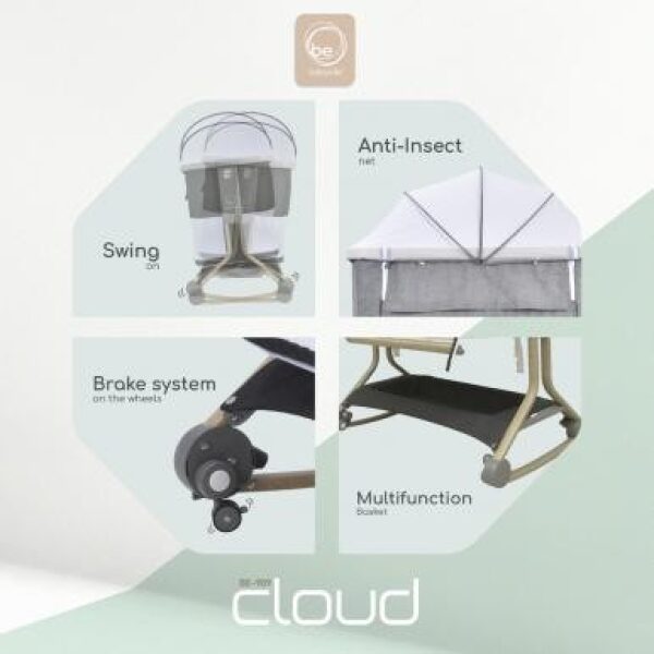 Babyelle Cloud Bedside Crib Box Bayi – Dark Grey 6 Babyelle Cloud Bedside Crib Box Bayi – Dark Grey 6