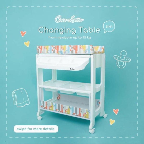 Cocolatte Baby Tafel Bath & Changing Table – Stripes Colorful