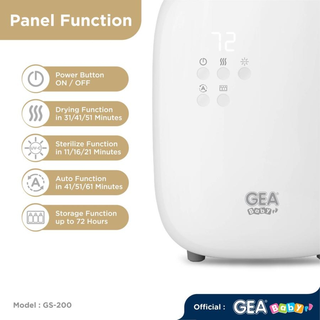 GEA Baby GS-200 Smart LED UV Sterilizer Dryer – White 3 GEA Baby GS-200 Smart LED UV Sterilizer Dryer – White 3