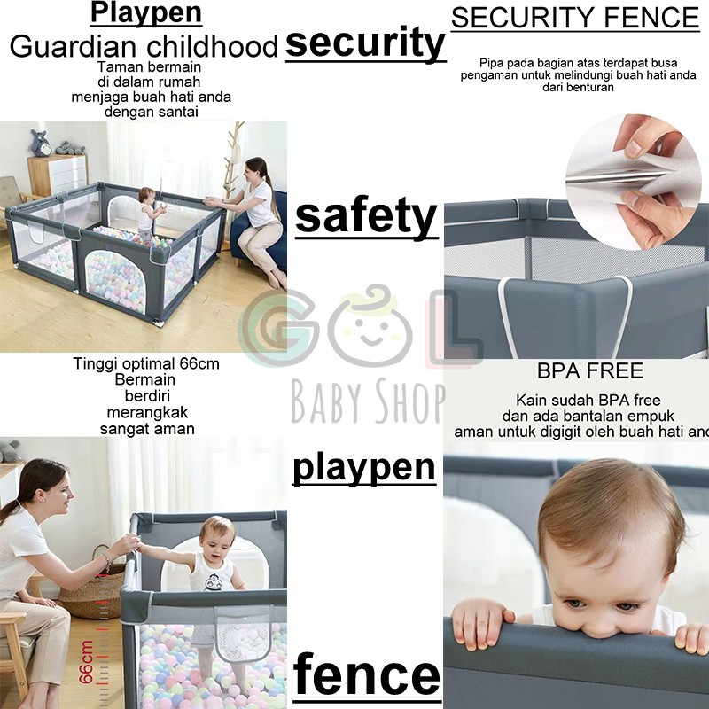 GOL Baby Playpen Ballpit Fence 180 x 200 – Grey 3 GOL Baby Playpen Ballpit Fence 180 x 200 – Grey 3