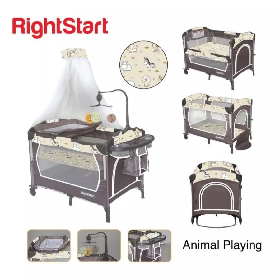 Right Start Bedside Baby Box Playard – Animal Playing