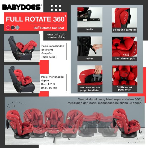 Babydoes Full Rotate 360 Isofix Carseat – Grey 3 Babydoes Full Rotate 360 Isofix Carseat – Grey 3