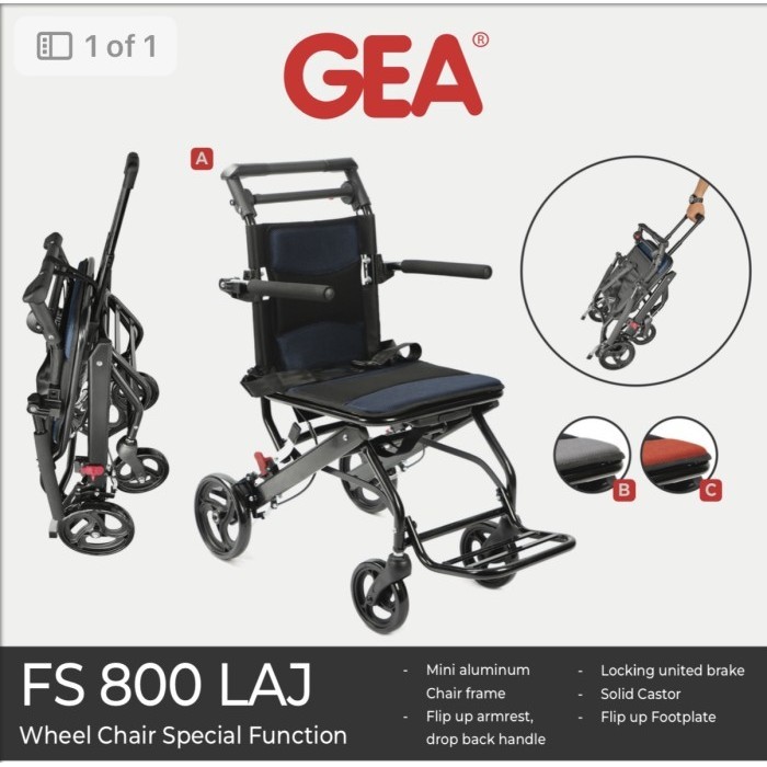 GEA Kursi Roda Travel Lipat – Navy 2 GEA Kursi Roda Travel Lipat – Navy 2
