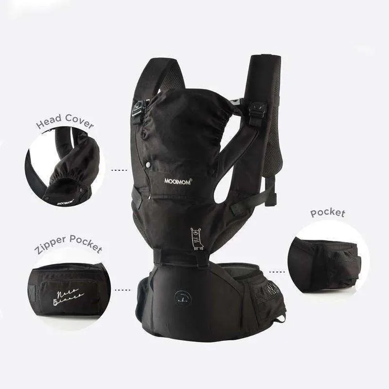 Mooimom Lightweight Hipseat Carrier Gendongan Bayi  – Nero Bianco Black